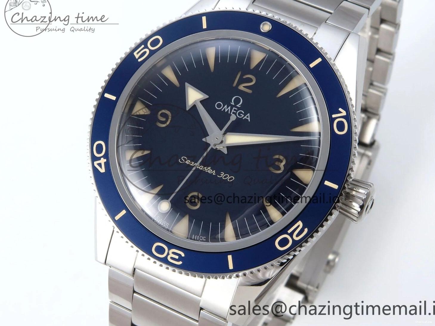 0523 Elegant Seamaster 300 Heritage SS VSF 1:1 Best Edition Blue Dial on SS Bracelet A 7701
